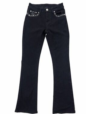 Women's Black Embellished Pocket Jeans
